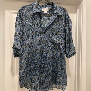 Bogari Silk Blue Patterned Shirt